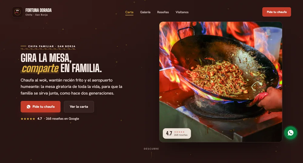 Sitio web de Chifa Fortuna Dorada