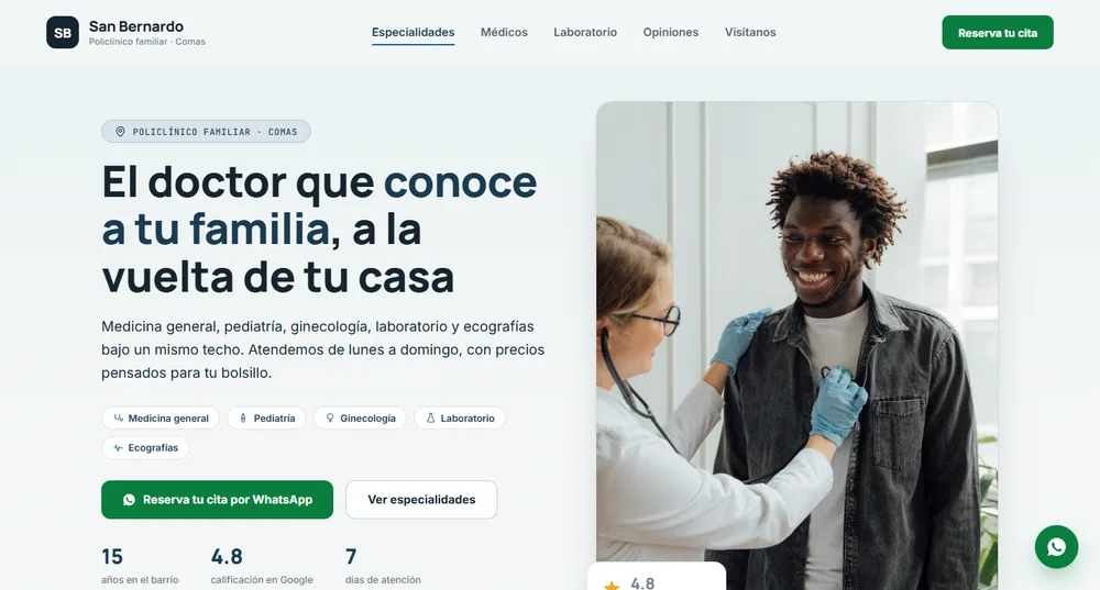 Sitio web de Clínica San Bernardo