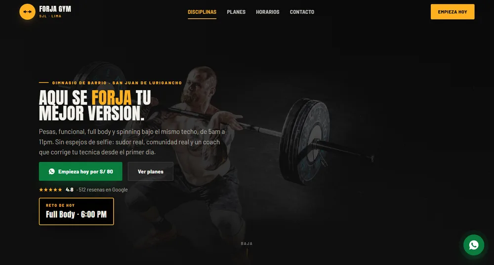 Sitio web de Forja Gym