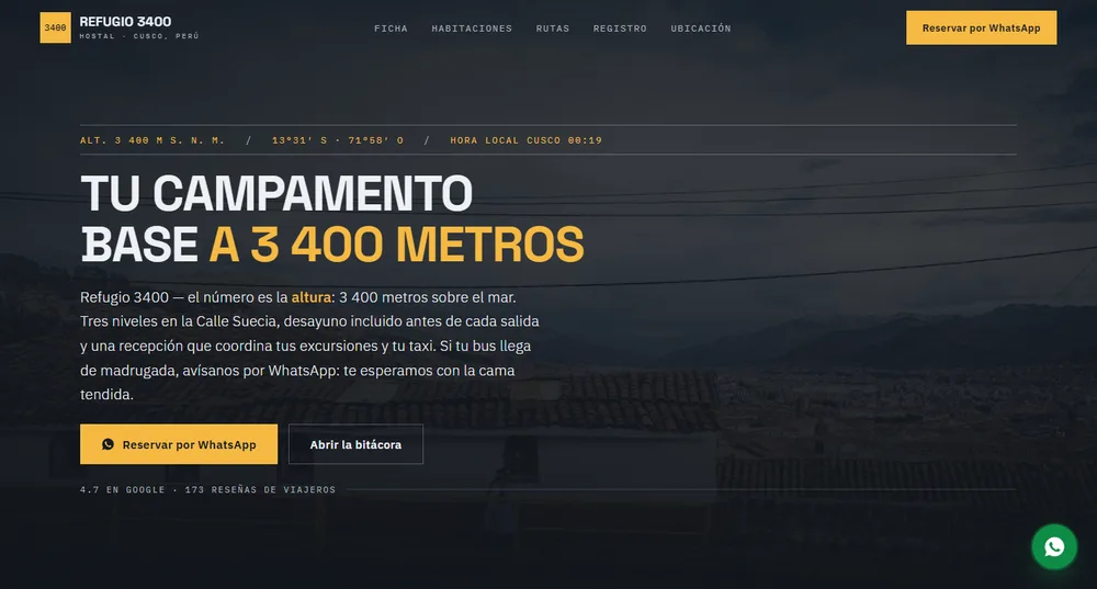 Sitio web de Refugio 3400