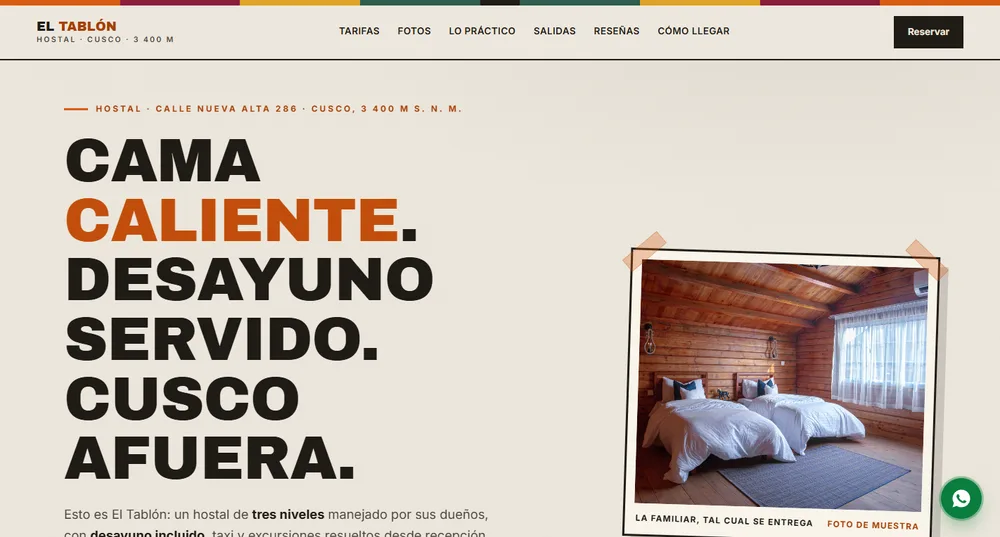 Sitio web de Hostal El Tablón