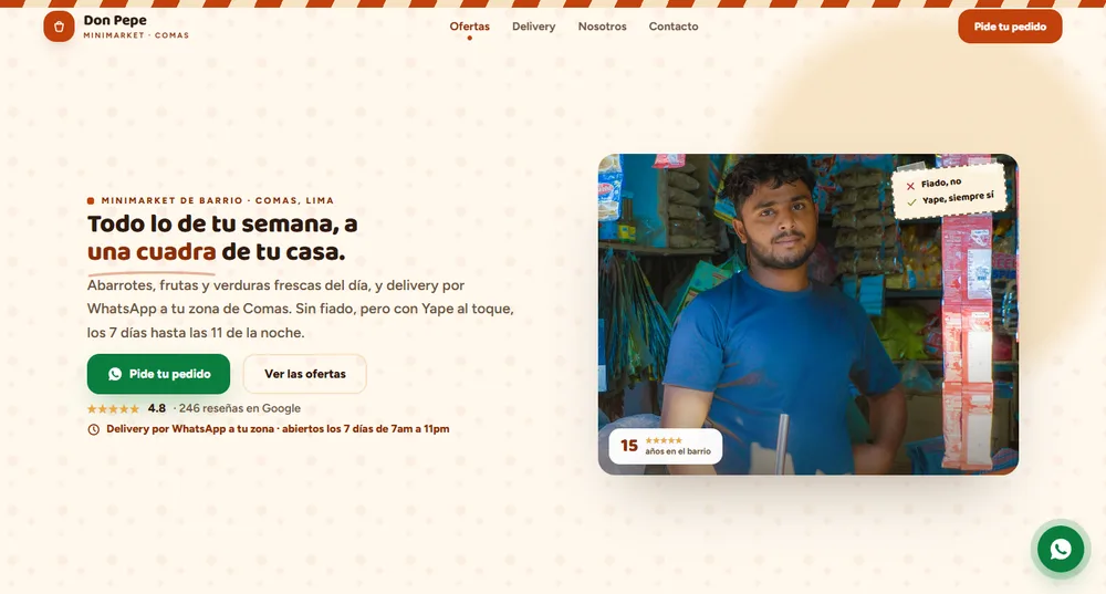 Sitio web de Minimarket Don Pepe