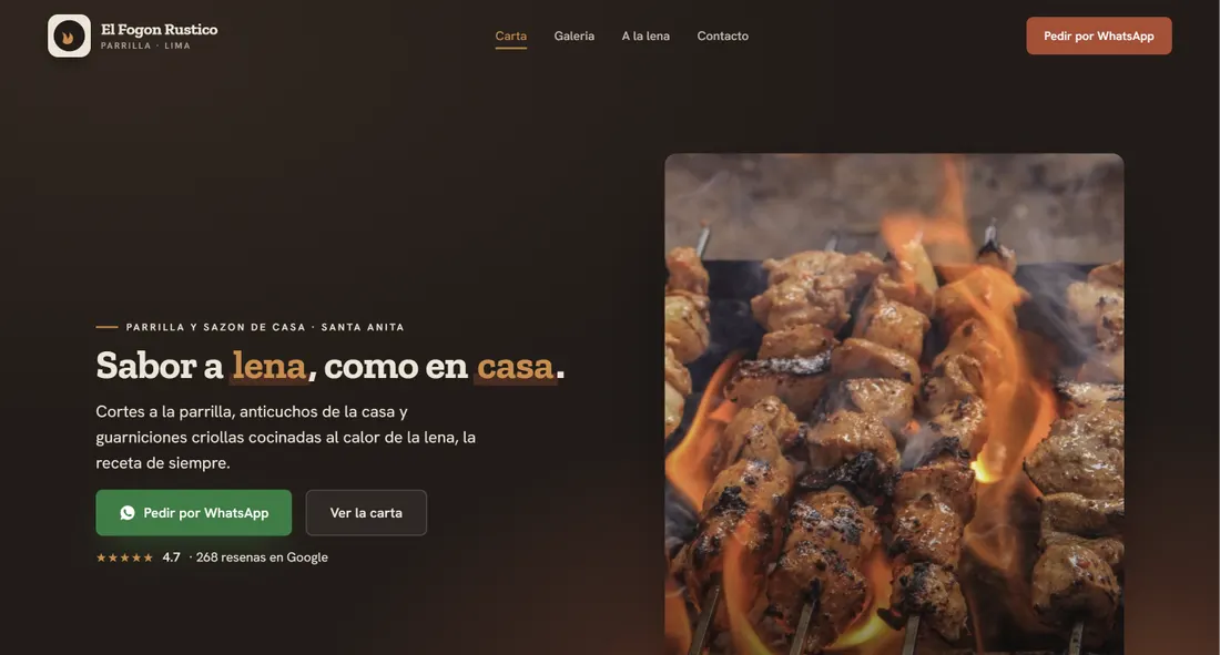 Sitio web de El Fogón Rústico