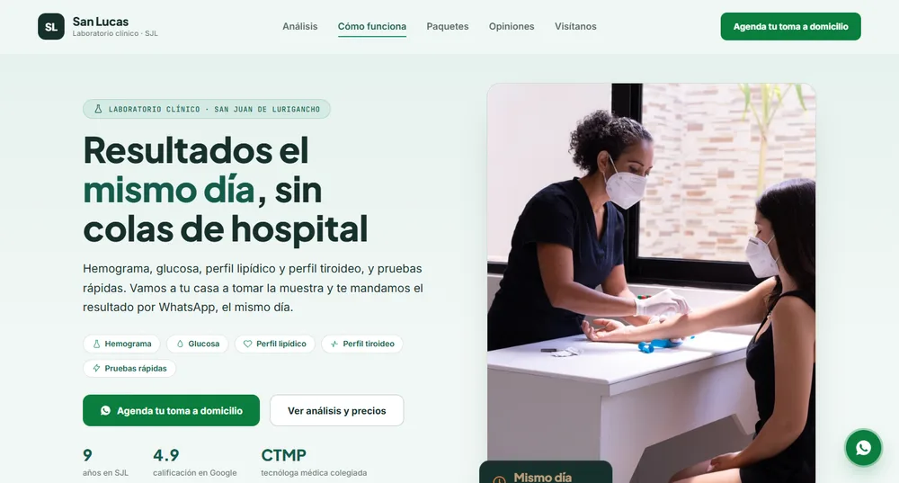 Sitio web de Laboratorio San Lucas